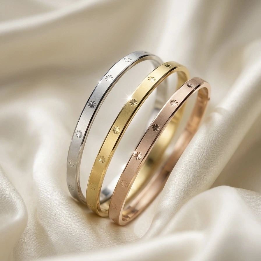 Star-Studded Tri-Tone Cuff Bangle Set – view 3