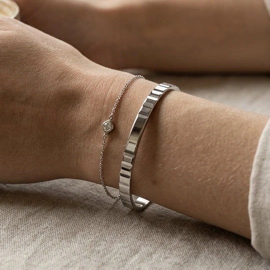 Plain Polished Silver Cuff Bangle – view 3
