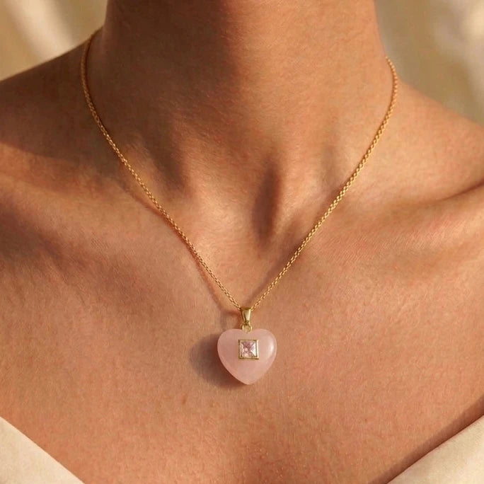 Stone Heart Pendant Necklace – view 2