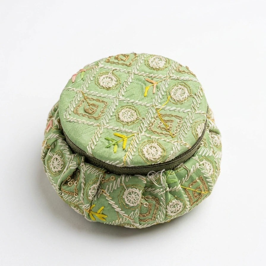 Green Embroidered Jewellery Pouch – view 2