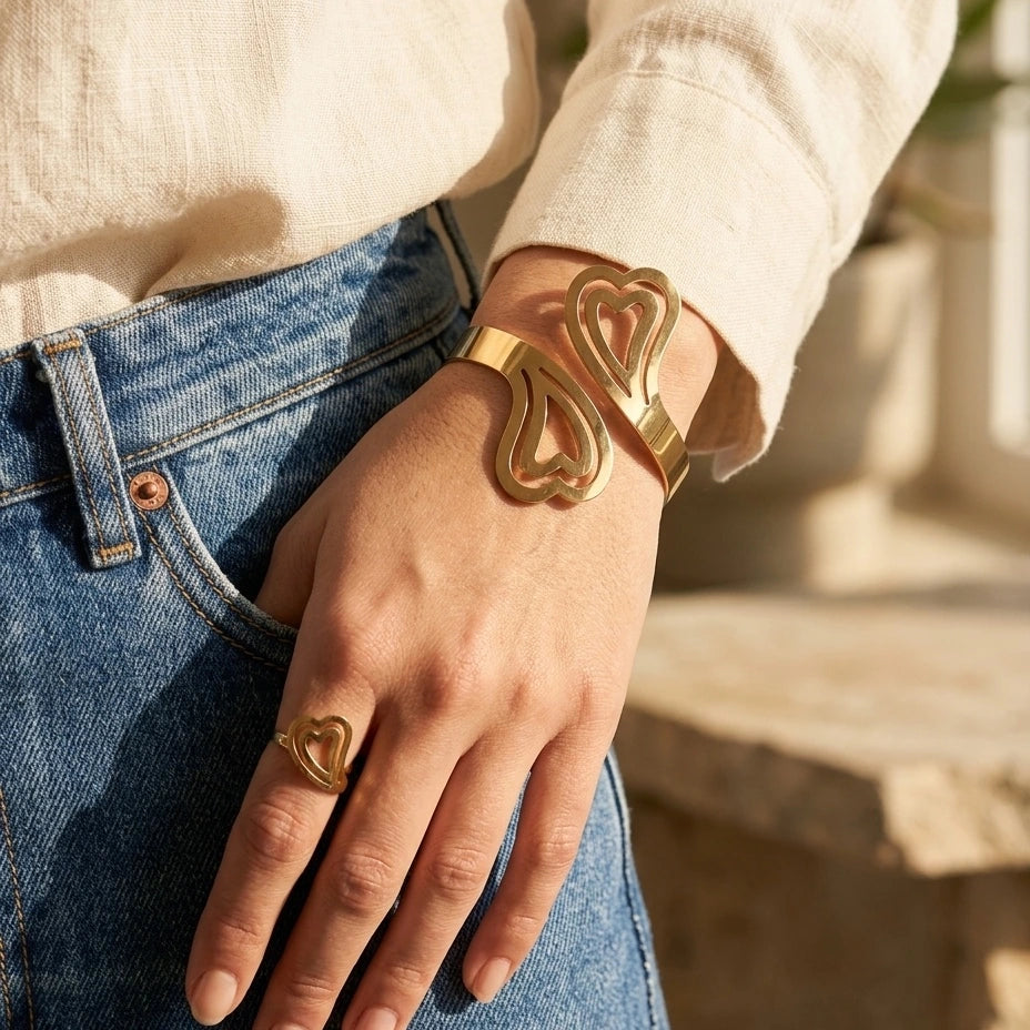 Open Heart Cuff Bracelet