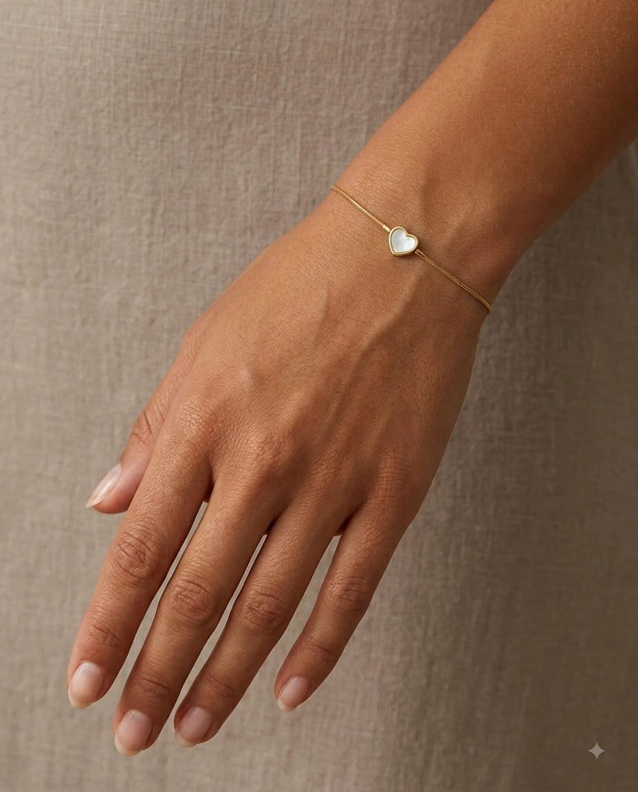 Pearl Heart Bracelet worn on wrist