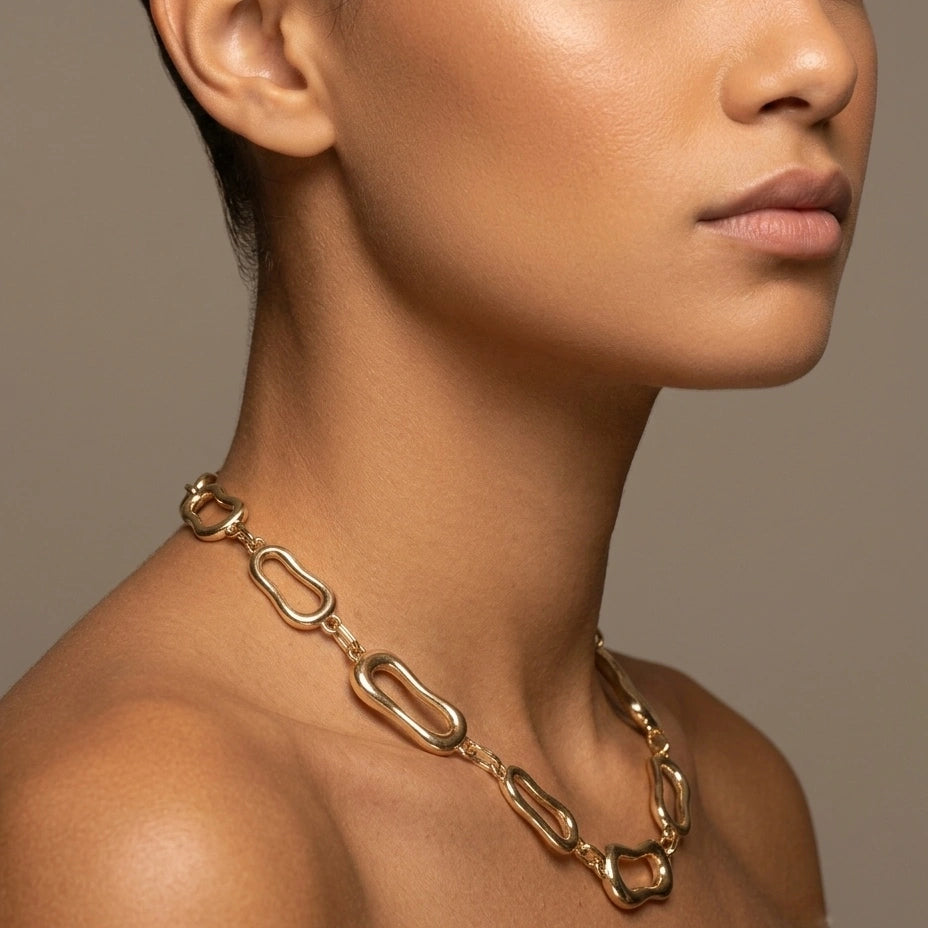 Fluid Gold Statement Necklace – view 2