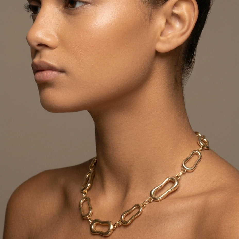 Fluid Gold Statement Necklace – view 3