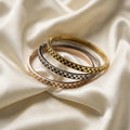 Checkered Tri-Tone Cuff Bangle Set – Nische