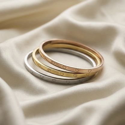 Heart-Detail Tri-Tone Cuff Bangle Set – view 2