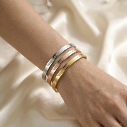 Engraved Tri-Tone Cuff Bangle Set – view 3