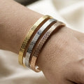 Quilted Tri-Tone Cuff Bangle Set – Nische