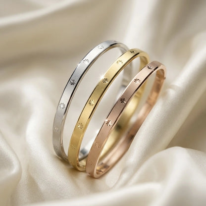 Star-Studded Tri-Tone Cuff Bangle Set – view 3