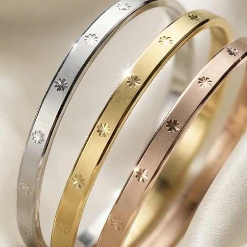 Star-Studded Tri-Tone Cuff Bangle Set – Nische