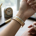 Clover-Print Tri-Tone Cuff Bangle Set – Nische