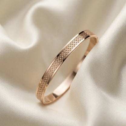 Checkered Rose Gold Cuff Bangle – view 2