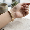 Geometric-Etched Rose Gold Cuff Bangle – Nische
