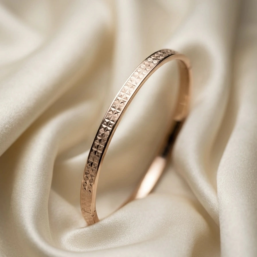 Diamond-Cut Rose Gold Cuff Bangle – view 2