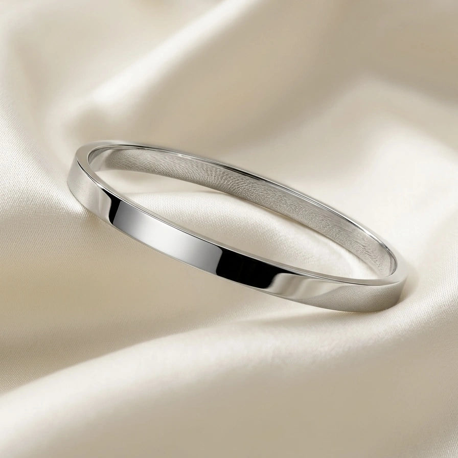 Plain Polished Silver Cuff Bangle – Nische