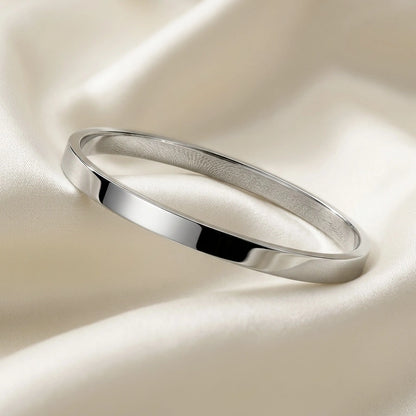 Plain Polished Silver Cuff Bangle – Nische
