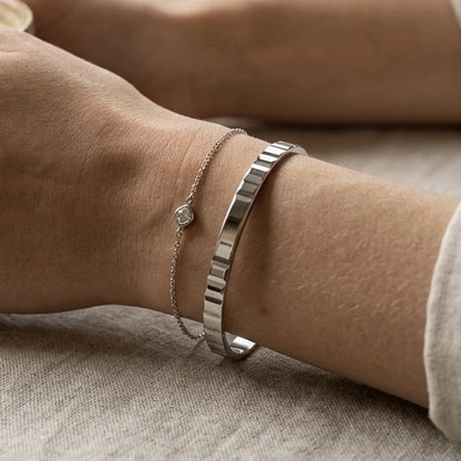 Plain Polished Silver Cuff Bangle – view 3