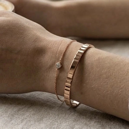 Plain Polished Rose Gold Cuff Bangle – view 3