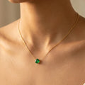 Minimalist Emerald Solitaire Chain Necklace – Nische