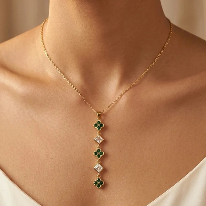 A E Clover Drop Necklace – Nische