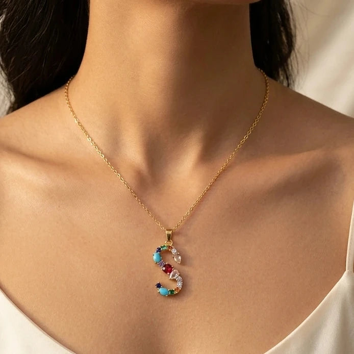 Embellished 'S' Alphabet Pendant Chain – Nische