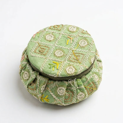 Green Embroidered Jewellery Pouch – view 2
