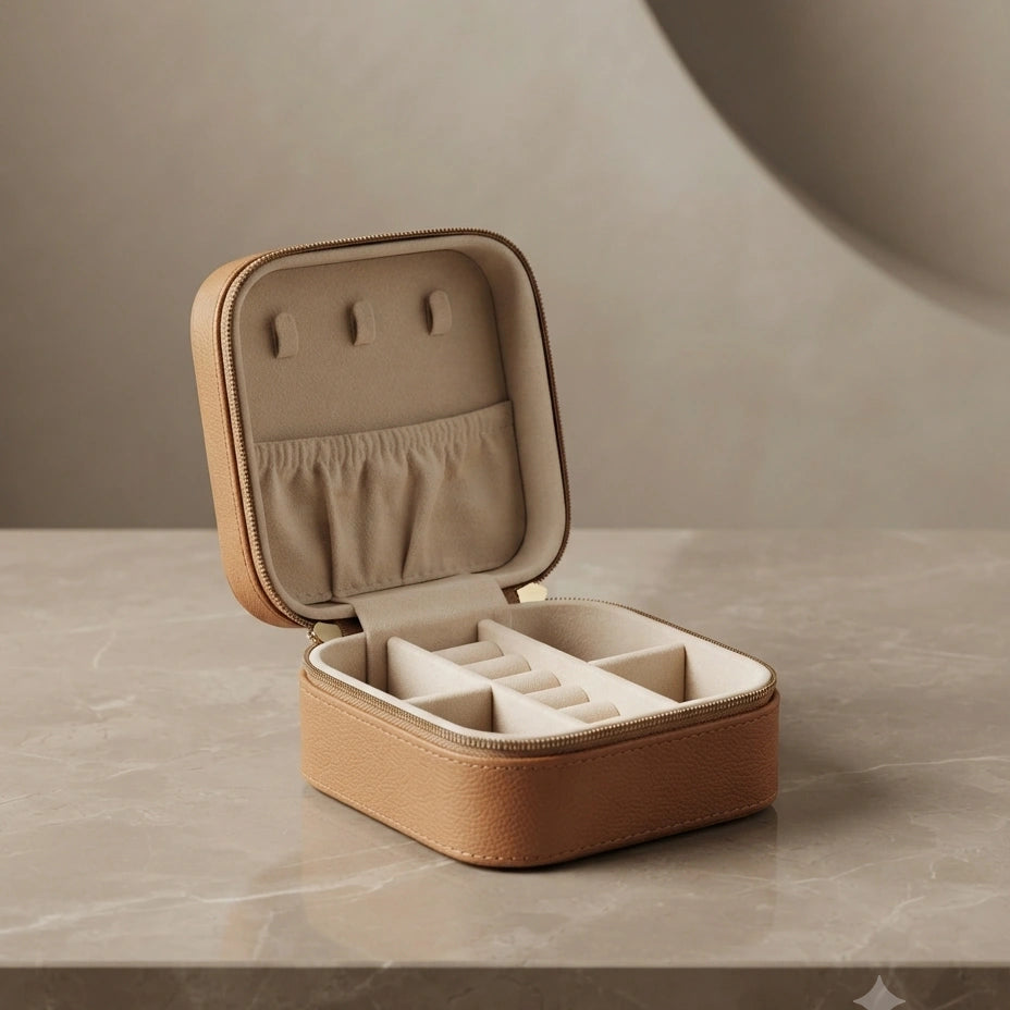 Tan Zip-Around Travel Jewellery Box – view 2