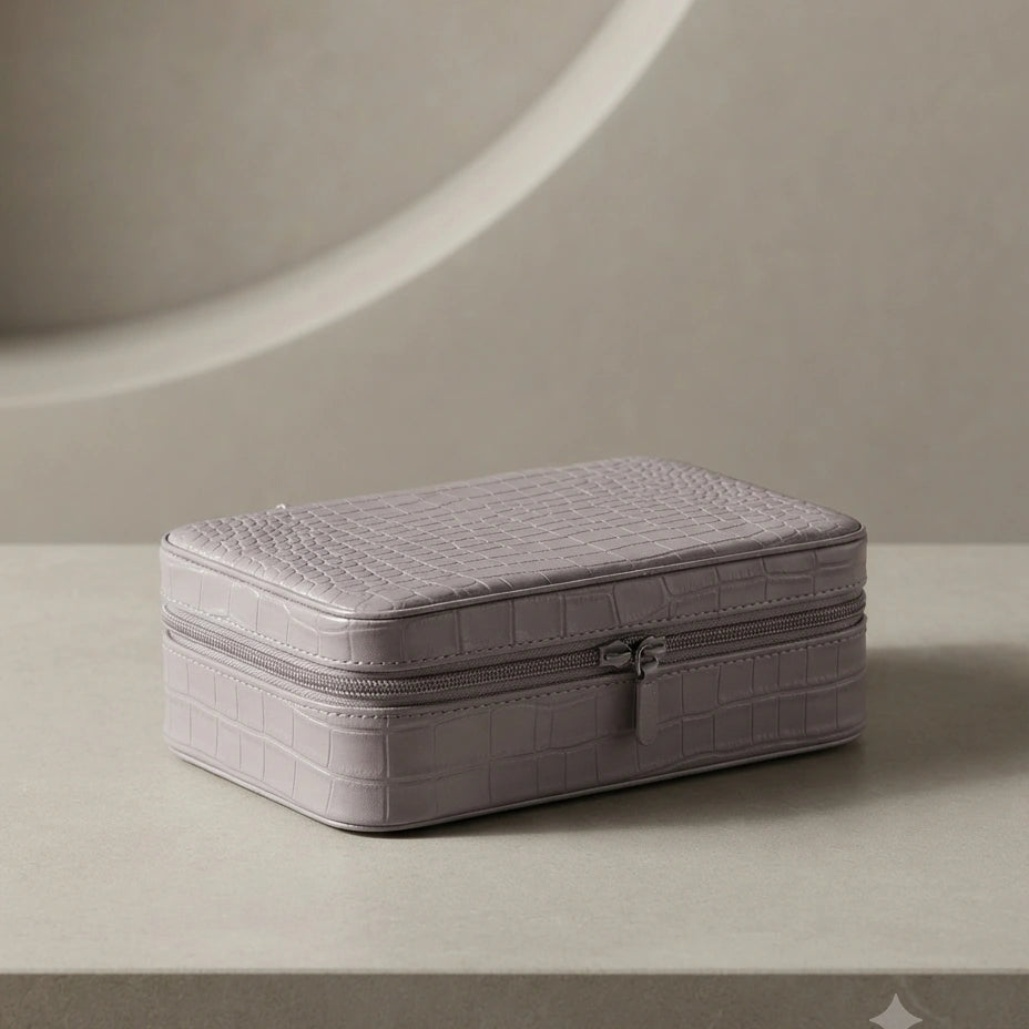 Croc-Texture Zip Jewellery Box – Nische