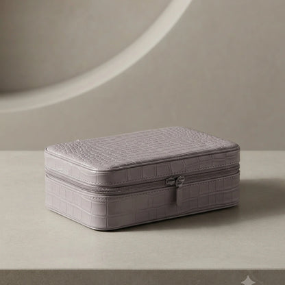 Croc-Texture Zip Jewellery Box – Nische