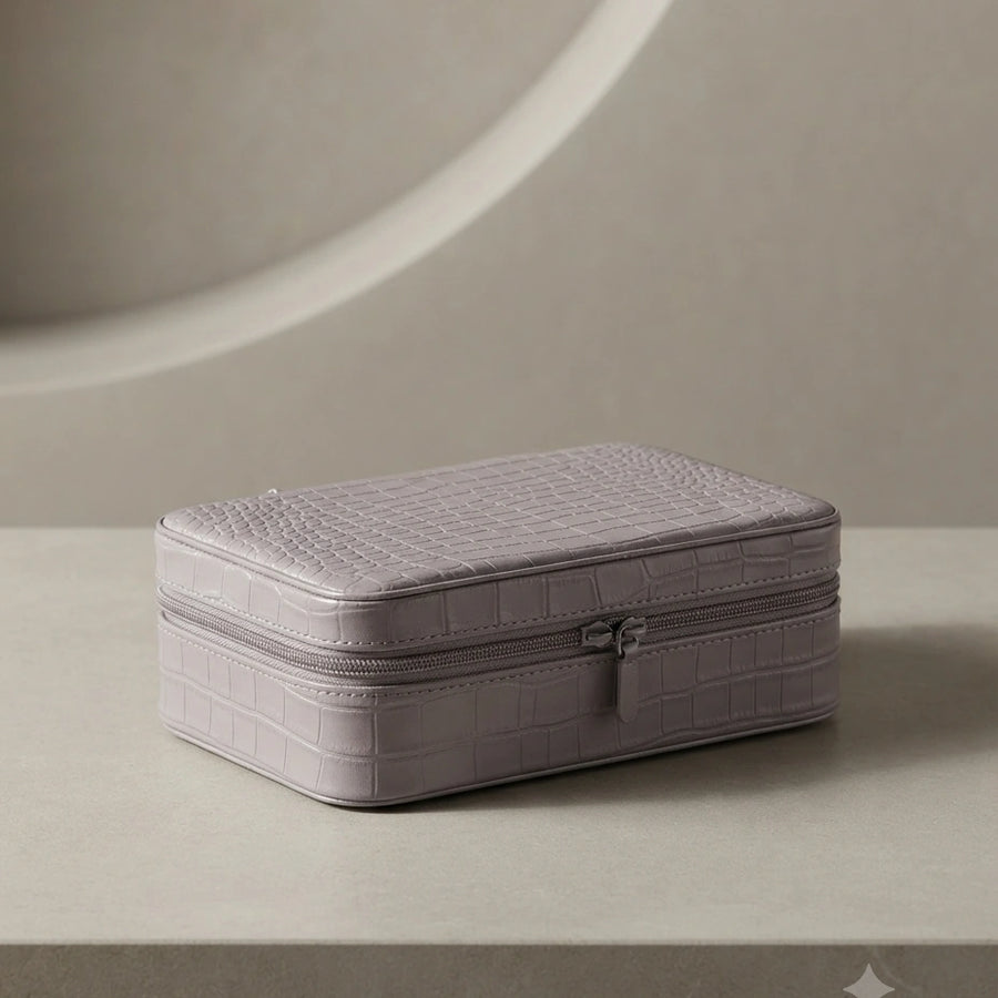Croc-Texture Zip Jewellery Box – Nische