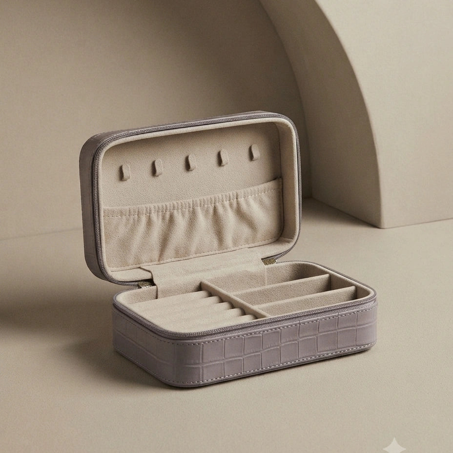 Croc-Texture Zip Jewellery Box – view 3