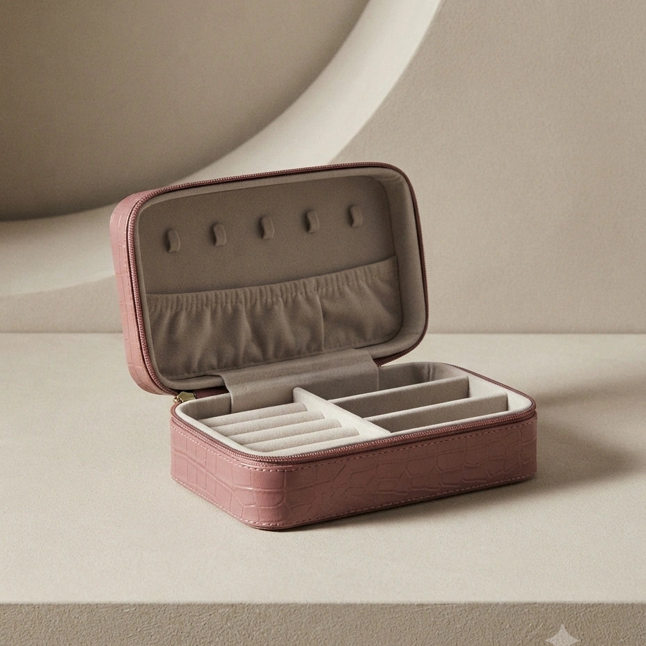 Croc-Texture Zip Jewellery Box – view 4