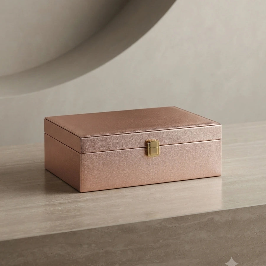 Rose Gold Mirrored Two-Tier Jewellery Box – Nische