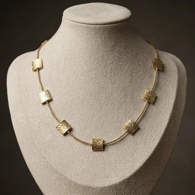 Textured Square Station Necklace – Nische