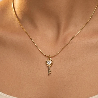 Vintage Heart Key Pendant