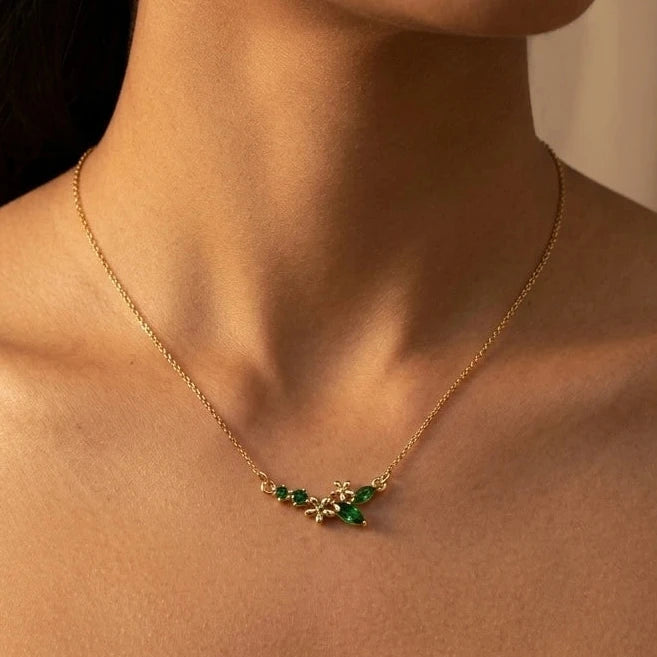 Emerald Flora Pendant Necklace
