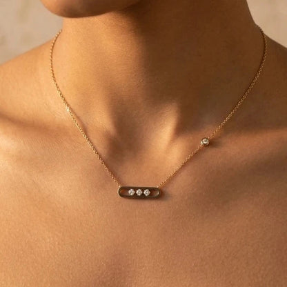 Triple Gem Bar Necklace