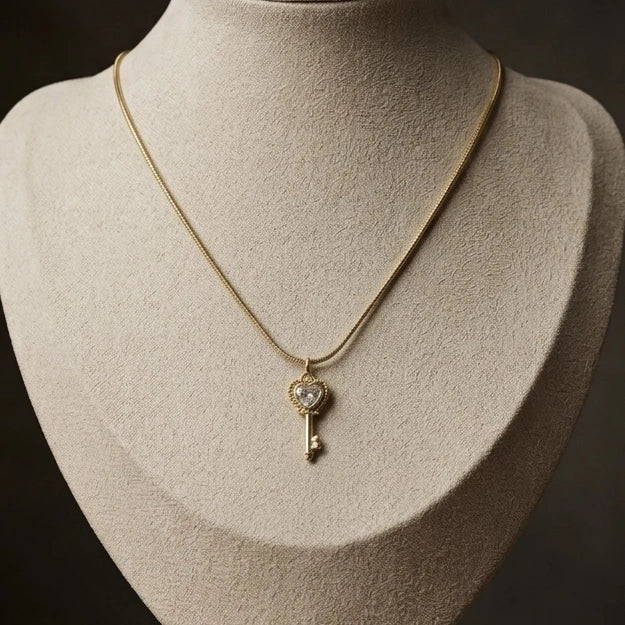 Vintage Heart Key Pendant