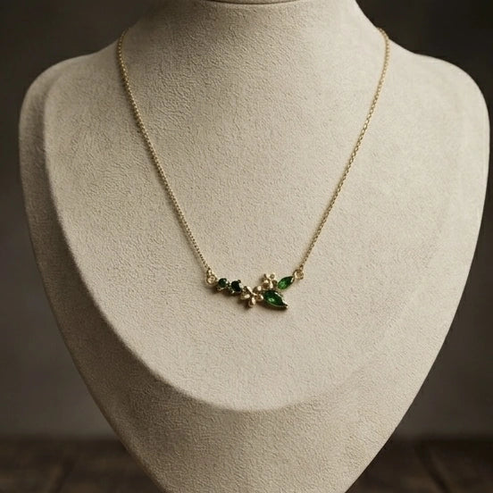 Emerald Flora Pendant Necklace