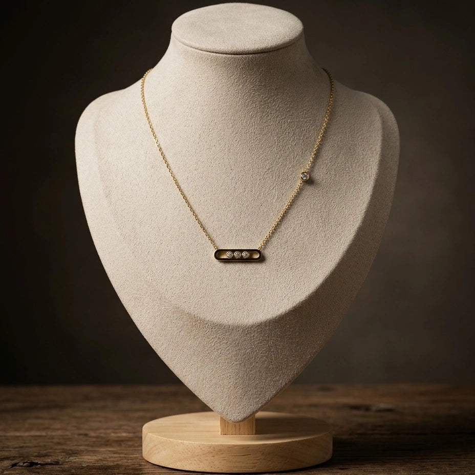Triple Gem Bar Necklace