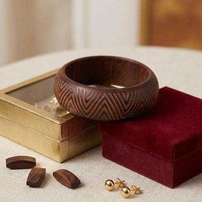 Carved Wooden Bangle – view 3