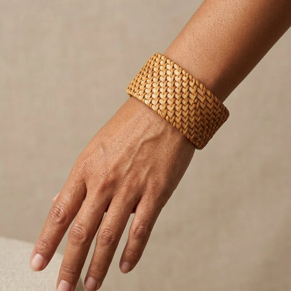 Wide Woven Straw Cuff Bangle – Nische
