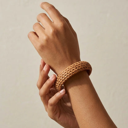 Slim Woven Straw Bangle – Nische