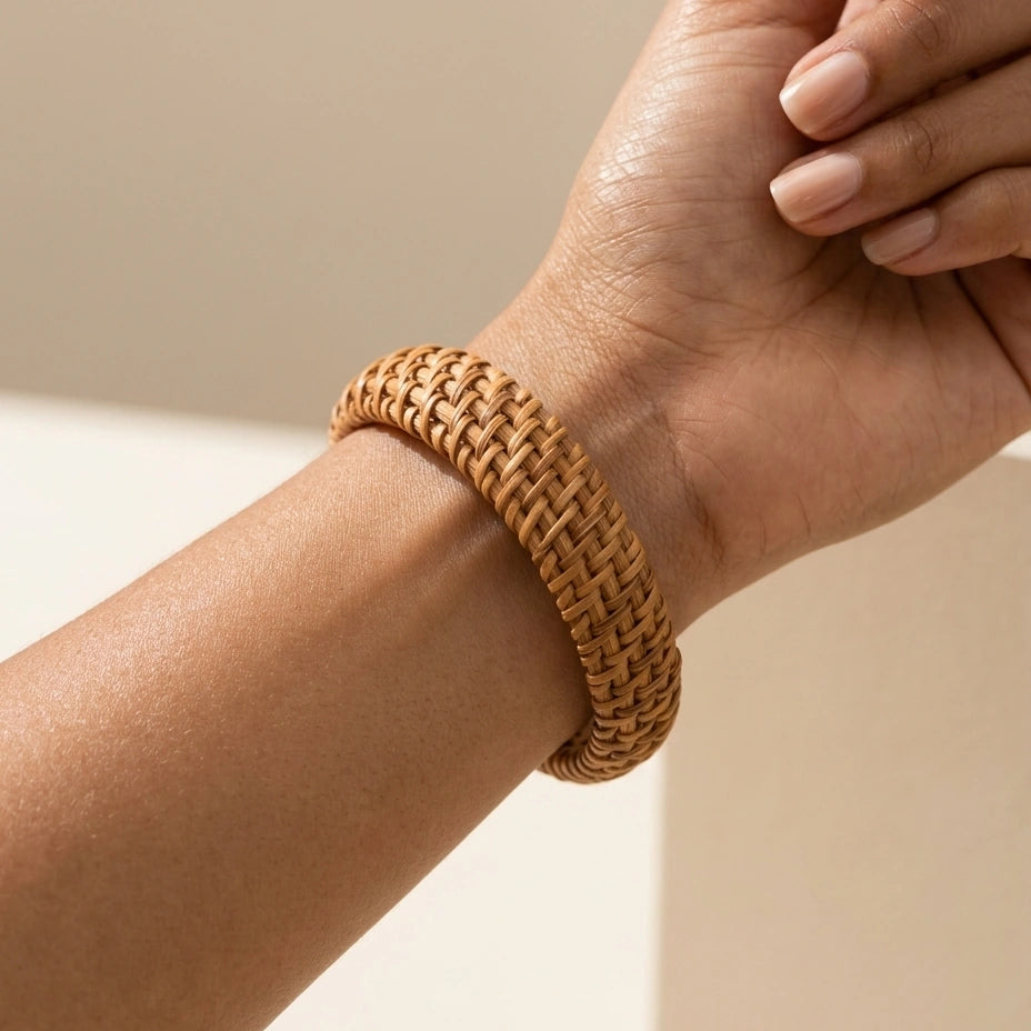 Slim Woven Straw Bangle – view 3