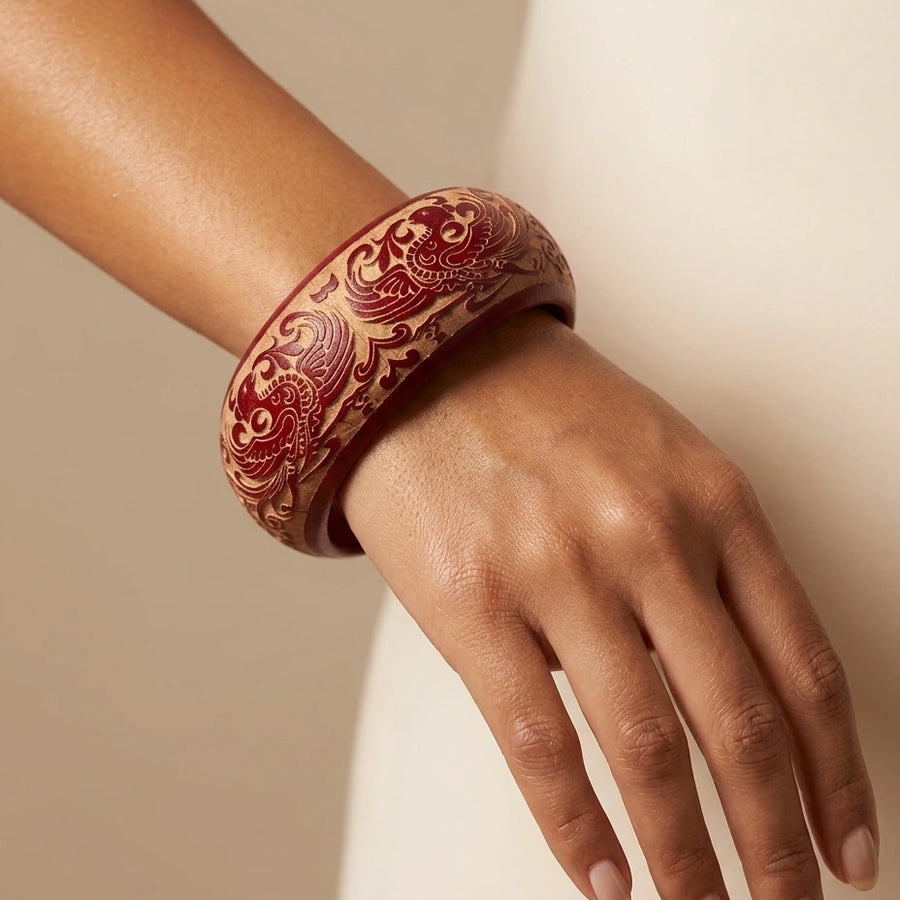 Carved Cinnabar Bangle – Nische
