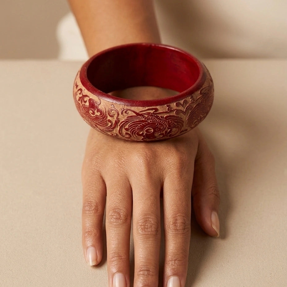 Carved Cinnabar Bangle – view 3