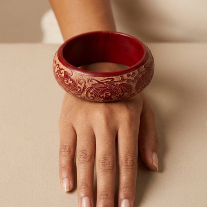 Carved Cinnabar Bangle – view 3