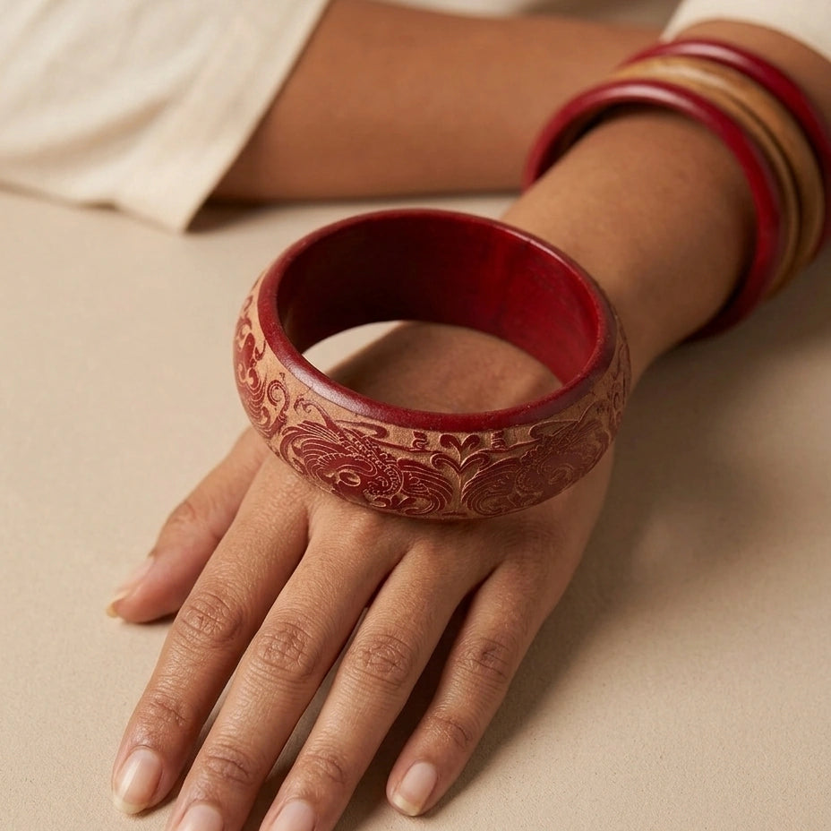 Carved Cinnabar Bangle – view 4