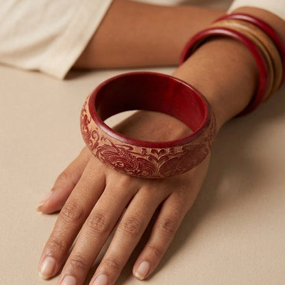 Carved Cinnabar Bangle – view 4
