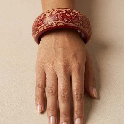 Carved Cinnabar Bangle – view 5